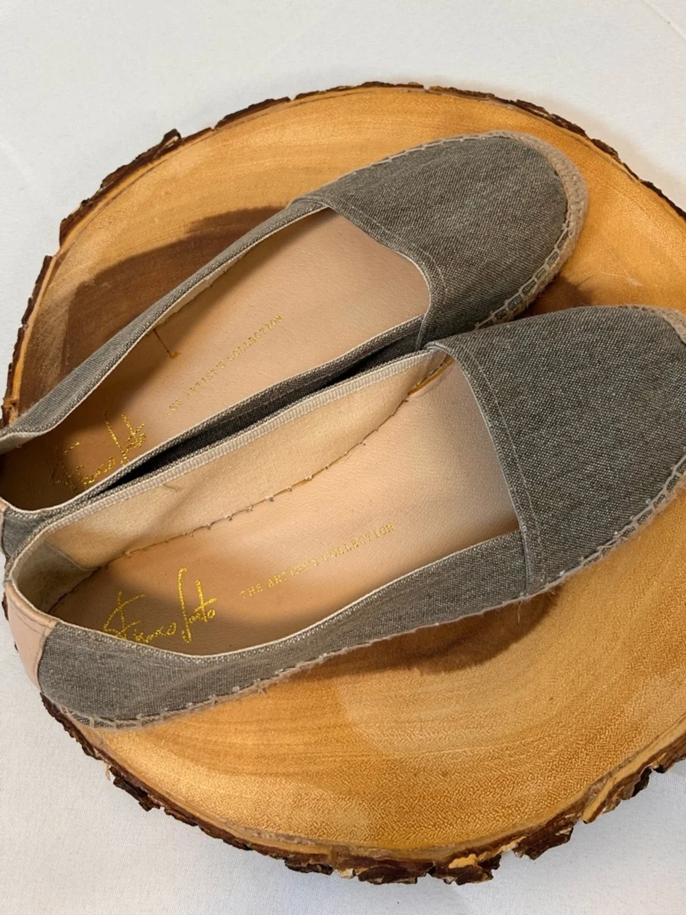 Franco Sarto Olive-Taupe Espadrille Slip-On Flats Woven Jute Sole Women’s‎ 8
